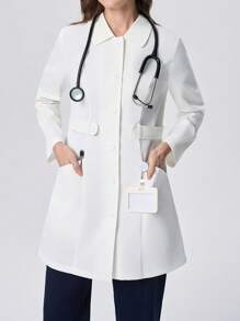 Scrubzie Camice da laboratorio/da medico anti-grinze con cintura in vita e molteplici tasche