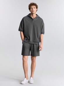 Ontre 2025 Spring & Summer Solid Color Elastic Waist Pocket Simple Shorts, Casual, Comfortable, Versatile, Breezy