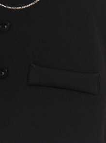 SHEIN Tween Boys 2pcs Set Gentleman Outfit: Double-Breasted Vest + Long Pants + Necktie Formal Costume For Birthday Party, Wedding, Anniversary, Baptism, Graduation - Black - View 5