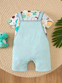 SHEIN Mameluco de dinosaurio lindo y cómodo para bebé niño, adecuado para uso diario y como regalo para ocasiones especiales
