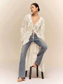 Poéselle Women Solid Color Fashion Shirt, Suitable For Summer - Apricot - View 1