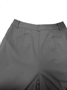 Pariaura 1pc Women's Solid Color Pleated Wide Leg Loose Pants, Suitable For Commuting & Casual Wear Fall Cloth For Women