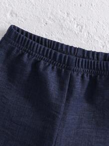 Souflis Souflis 2-Pc Baby Boy Navy Patchwork Lapel Short Sleeve Shirt & Shorts Set, Suitable For Summer, 6M-3Y Boys Toddler Outfit Sets Boy Baby Clothes Baby Boys Sets Boys Outfit Sets Boy Clothes For Kids Baby Boys Sets - Blue - View 7