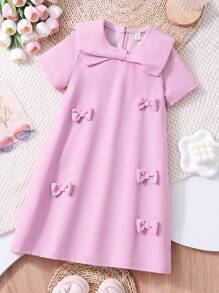 Tween Girl' Elegant Glamorous Cute Bowknot Red Princess Dress, For Daily And Party Occasions