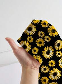 SHEIN LUNE 2 件套女士无袖圆领背心和短裤，向日葵印花，适合夏季度假 - 彩色 - 查看 4