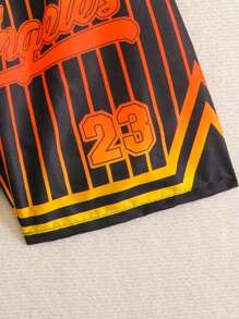 SHEIN Explorewe Tween Boy 拼色条纹印花沙滩/游泳短裤 - 彩色 - 查看 5