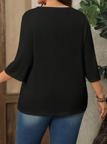 EMERY ROSE Áo khoác cardigan dệt hoa tay dài cỡ lớn cho nữ đi biển mùa xuân hè dành cho nữ - màu đen - Xem 2