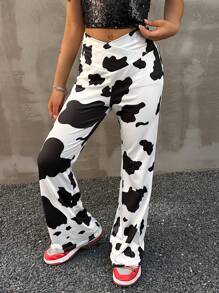 Coolane Kids Tween Girls Spring/Summer Cow Print High Waist Flare Pants
