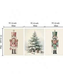 Nutcrackers Set Of 3 Christmas Prints Canvas Poster Holiday Wall Decor Vintage Xmas Printable Christmas Decorations Unframed
