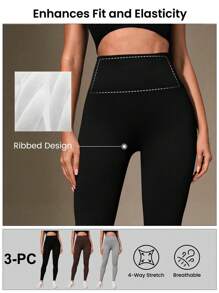 SHEIN Sport Studio Seamless Solid Color High Waist Tight Fit Leggings