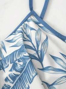 Swim Lushoire 2 件套印花比基尼上衣，带手帕下摆，无锁边