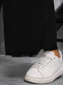 SHEIN SXY Plus Size Women Denim High Waist Wide Leg Jeans With Slit Detail Summer Outfits For Women Festival Outfits - Black - View 5