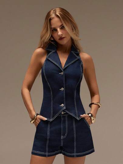 SHEIN Forever 21 海滩度假 夏季文艺复兴博览会 乡村音乐会 千禧年毕业典礼 外出露背上衣 音乐节 机场 复活节 波西米亚风女装 蓝色牛仔上衣