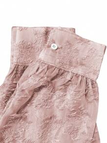 SHEIN LUNE Plus Size Chiffon Cutwork Loose Bowknot Front Casual Shirt - Dusty Pink - View 3