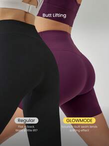 GLOWMODE 6" FeatherFit™-Sculpt Pantaloncini corti ciclisti attivi con controllo della pancia e sollevamento del sedere, pronto per correre, medio impatto, per running, jogging, allenamento in palestra