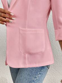 Franclia Chaqueta de blazer informal de unicolor para mujer, estilo para el trayecto de primavera y verano - Rosa - Ver 5