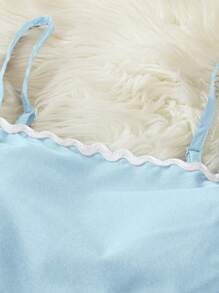 GlowEve 3pcs/Set Women Contrast Trim Camisole + Drawstring Shorts + Short Sleeve Jacket - Baby Blue - View 4