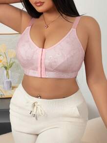 SHEIN Plus Size Comfortable Wire-Free Lingerie Bra, Fashion Suitable For Summer - Pink - View 6