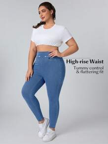 Flexra Quần Jeans Denim Co Giãn Lưng Cao Skinny Co Giãn Thường Ngày Đa Năng Cho Nữ Cỡ Lớn - Rửa nhẹ - Xem 6