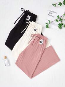 SHEIN 3件套高腰显瘦宽松休闲女式夏季长裤，秋季服装 - 彩色 - 查看 3