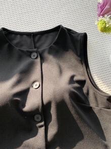 SHEIN EZwear Women's Casual Solid Color Cropped Suit Vest, Summer