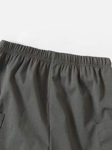 SHEIN 1 Juego, Camiseta de tirantes informal con efecto tie-dye y pantalones cortos de cargo con bolsillos grandes para niños de verano - Multicolor - Ver 3