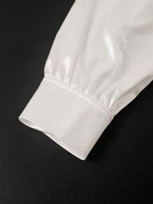 女士纯色纽扣领口衬衫 - 白色 - 查看 4