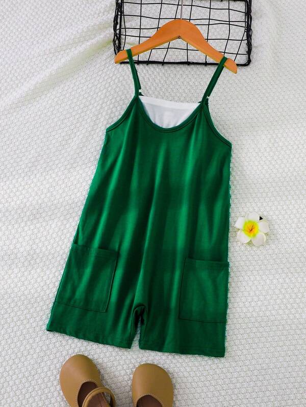 Tween Girl Colorblock Jumpsuit With Double Pockets For Summer,Holiday,Summer,Travel