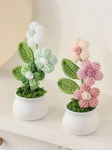 1 件别致针织钩针植物与人造花 - 钩针花钩针花束适用于家居和节日装饰最佳生日礼物 - 彩色 - 查看 2