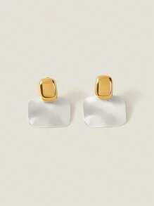 Muvela Fashionable High-End Geometric Dual-Color Earrings - Multicolor - View 1