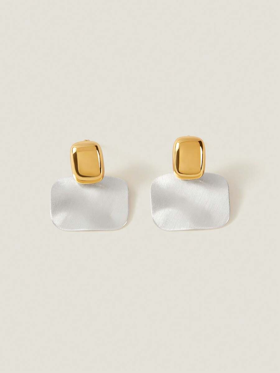 Muvela Fashionable High-End Geometric Dual-Color Earrings - Multicolor - View 1