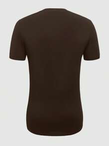 SHEIN Manfinity Dauomo Camiseta de manga corta de cuello redondo de unicolor casual para hombre