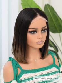 1B/30 Ombre Color Short Bob Straight Lace Closure Human Hair Frontal Wig Peruvian 4x4 Lace Closure Human Hair Front Wig With Baby Hair Pre Plucked Virgin Hair Bob Wigs 150 Density