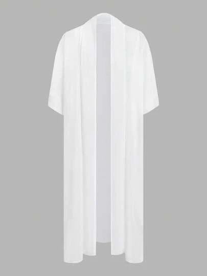 Swim Chiccia Women's Solid Color Half Sleeve Long Casual Kimono Cover Up For Summer Beach Vacation