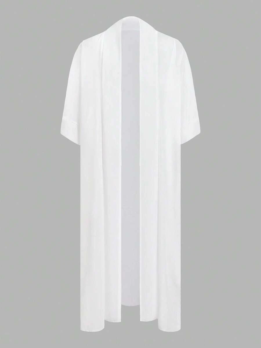 Swim Chiccia Áo choàng kimono dài tay đơn sắc thường ngày cho nữ - trắng - Xem 1