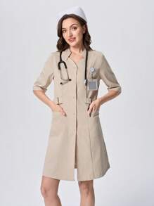 Scrubzie 3/4 Sleeve Anti-Wrinkle Fabric Nurse Dress, Fashionable & Suitable For Summer