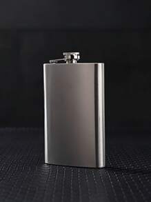 1pc Silver Stainless Steel Outdoor Camping Portable Hip Flask For Liquor