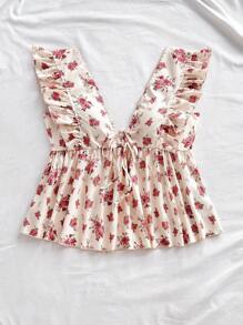 Soleia 女式复古花卉印花 V 领宽松波西米亚风海滩衬衫，适合夏季度假、音乐节装扮