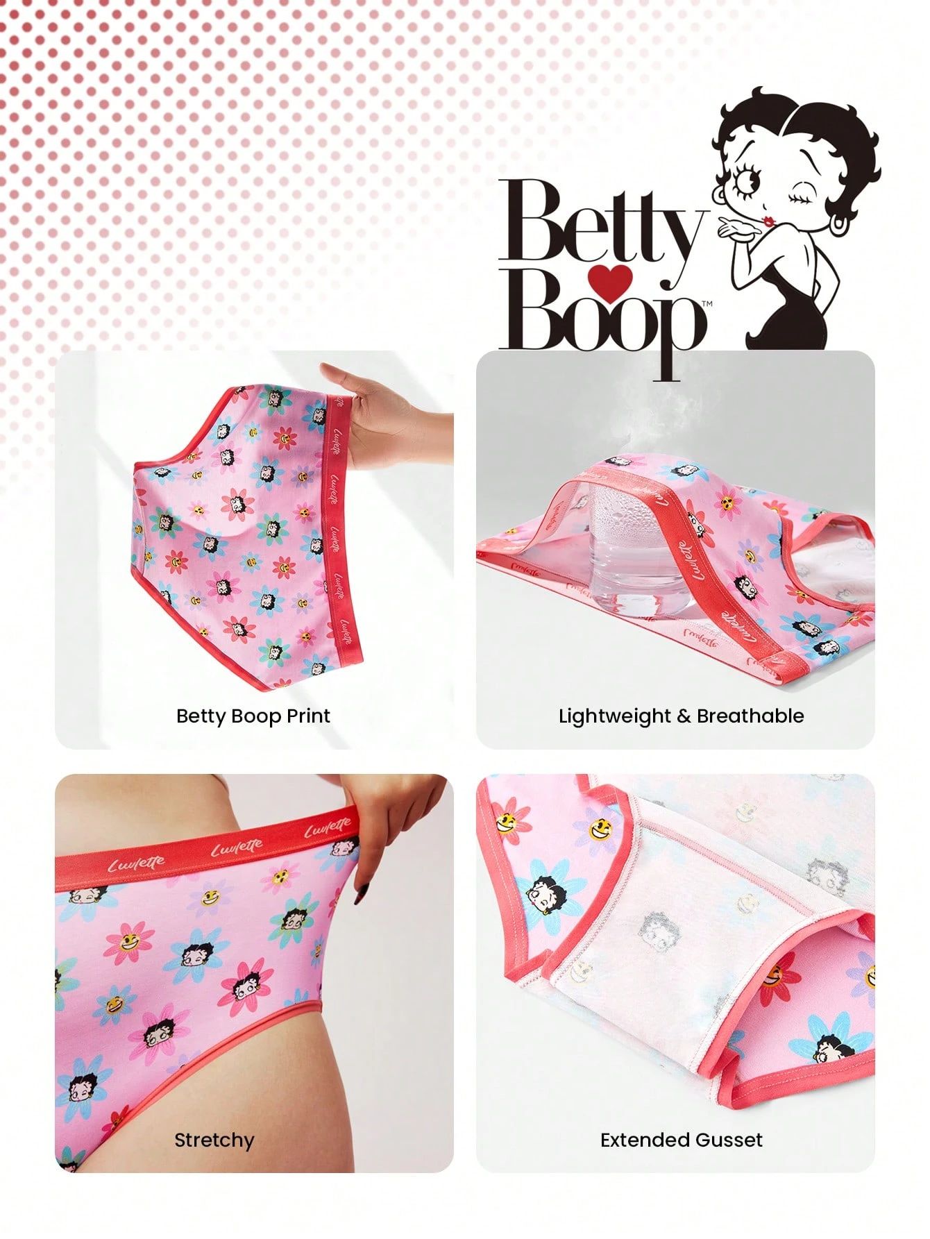 BETTY BOOP X LUVLETTE 2-Pack Mid-Waist Briefs Underwear