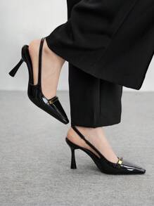 CUCCOO BIZCHIC Pantofi cu toc înalt, subțiri, din piele neagră, la modă pentru femei, potriviți pentru naveta, întâlniri, adunări, petreceri și alte ocazii - Negru - Vizualizare 3
