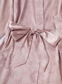 SilkySpell Women Jacquard Multi-Pieces Pajama Set, Fall Winter Clothes - Dusty Purple - View 3