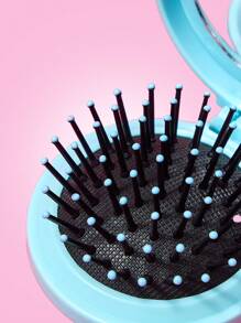 THE POWERPUFF GIRLS X SHEIN 2-In-1 Blossom, Bubbles, Buttercup Print Handheld Hair Brush And Mirror, Portable And Massaging Hair Styling Tool - Multicolor - View 4