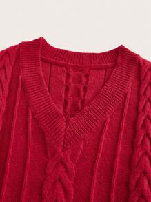 SHEIN MOD Aprikos Twist Sweater Klänning för kvinnor, Vinterklänning för kvinnor, Halloween Klänning för kvinnor, Hemkomstklänning, Brunchklänning för kvinnor, Elegant Klänning för kvinnor, Thanksgiving Klänning, Festklänningar för kvinnor - Röd - Visa 3