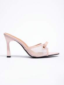 CUCCOO CHICEST New Fashionable Versatile Rhinestone Bowknot Strap Stiletto High Heel Sandals - Pink - View 2