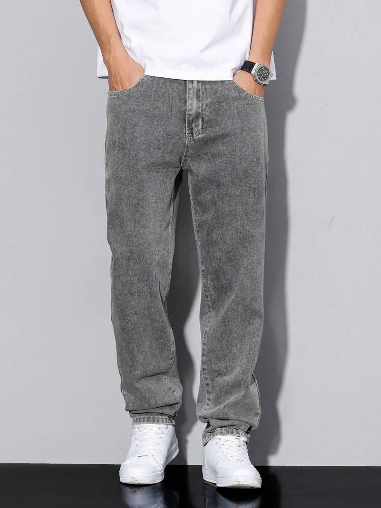 Manfinity Homme Men's Plus Size Loose Straight Fit Casual Pockets