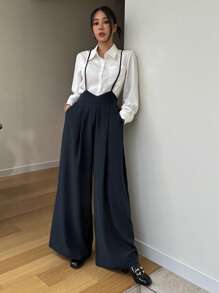 DAZY Women's Solid Color Casual Loose Jumpsuit With Side Pockets Women Jumpsuit, Fall Clothes - Navy Blue - View 4