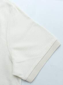 Manfinity CasualCool 男士撞色短袖Polo衫和裤子休闲通勤套装男士Polo衫男士短款服装Polo T恤男士夏季服装男士夏季服装 - 米色 - 查看 8