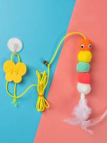 Juguetes para gatos de patrones aleatorios con diseños de gatos de dibujos animados, juguetes con cuerda elástica para gatos, juguetes para gatos de interior, juguetes autojugables para gatos, juguetes colgantes para gatos (hechos de plumas) - Multicolor - Ver 8