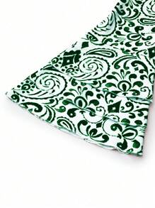 EMERY ROSE Women's Fashion Print Ruffle Sleeve V-Neck Dress - Dark Green - View 3