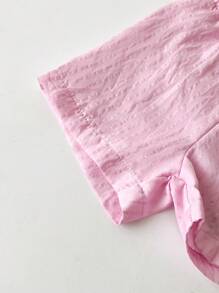 2pcs Baby Girl Infant/Toddler 0-3 Years Spring/Summer Casual Daily Vacation UV Protection Long Sleeve Shirt & Shorts 2 Pieces Outfit Set, Baby Blue - Pink - View 7